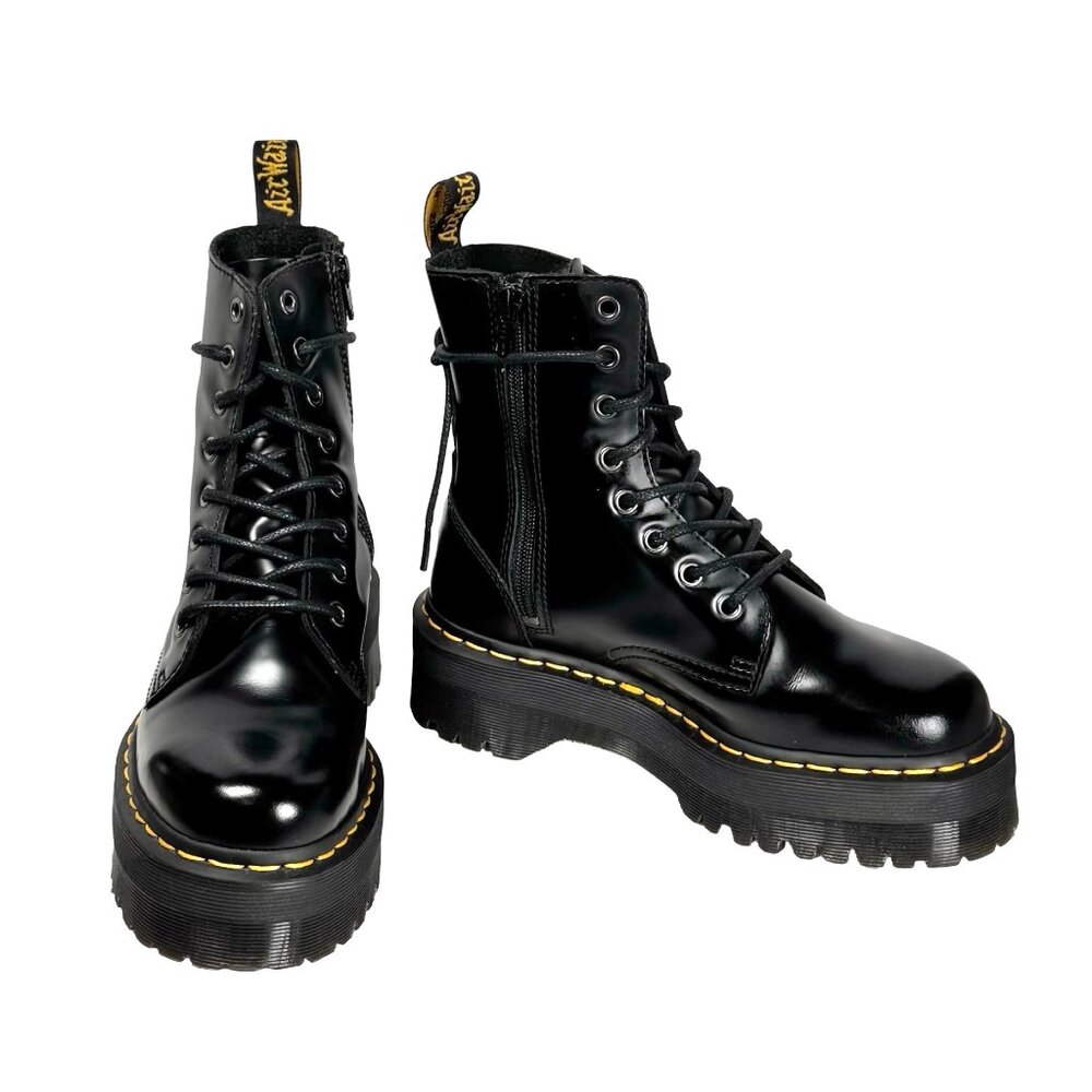 Dr. Martens Jadon Lace-Up Boots Sz 7 Black Leather Platform Airwair Goth Grunge - Picture 7 of 16